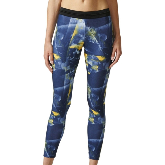adidas Pants - ADIDAS abstract blue yellow leggings